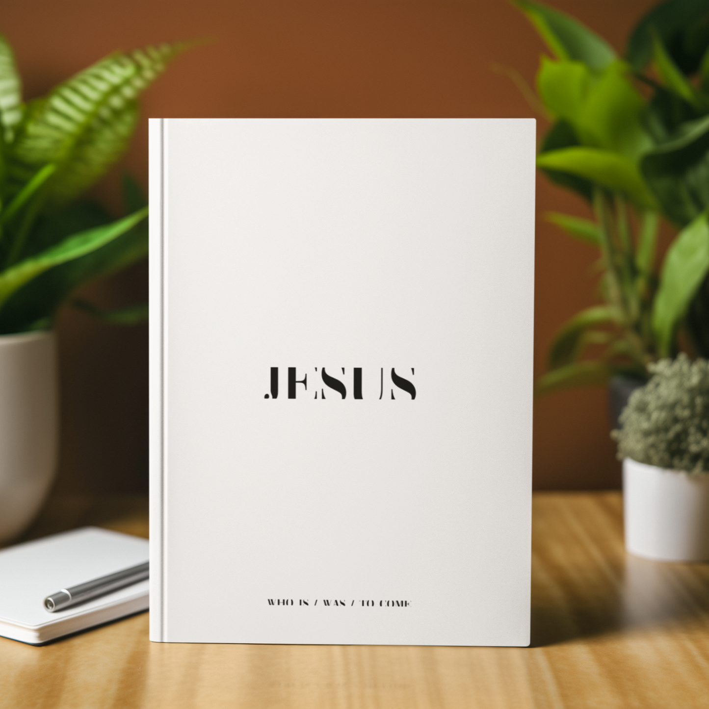 Christliches Notizbuch - Hardcover- in Weiß mit inspirierendem Text und schlichtem Design.