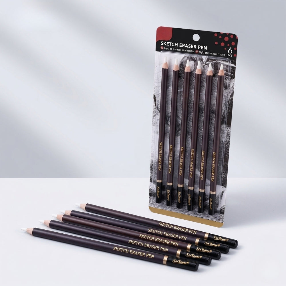 Radierstift-Set – 6 Bleistift-Radierstifte für Skizzen & Zeichnungen – ArtX