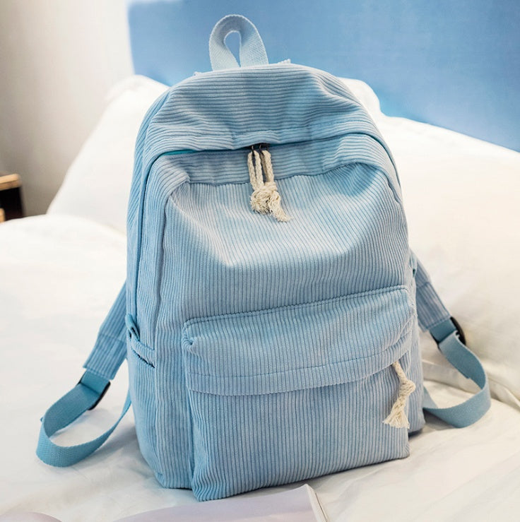 Cord Rucksack - Seitenansicht in Blau