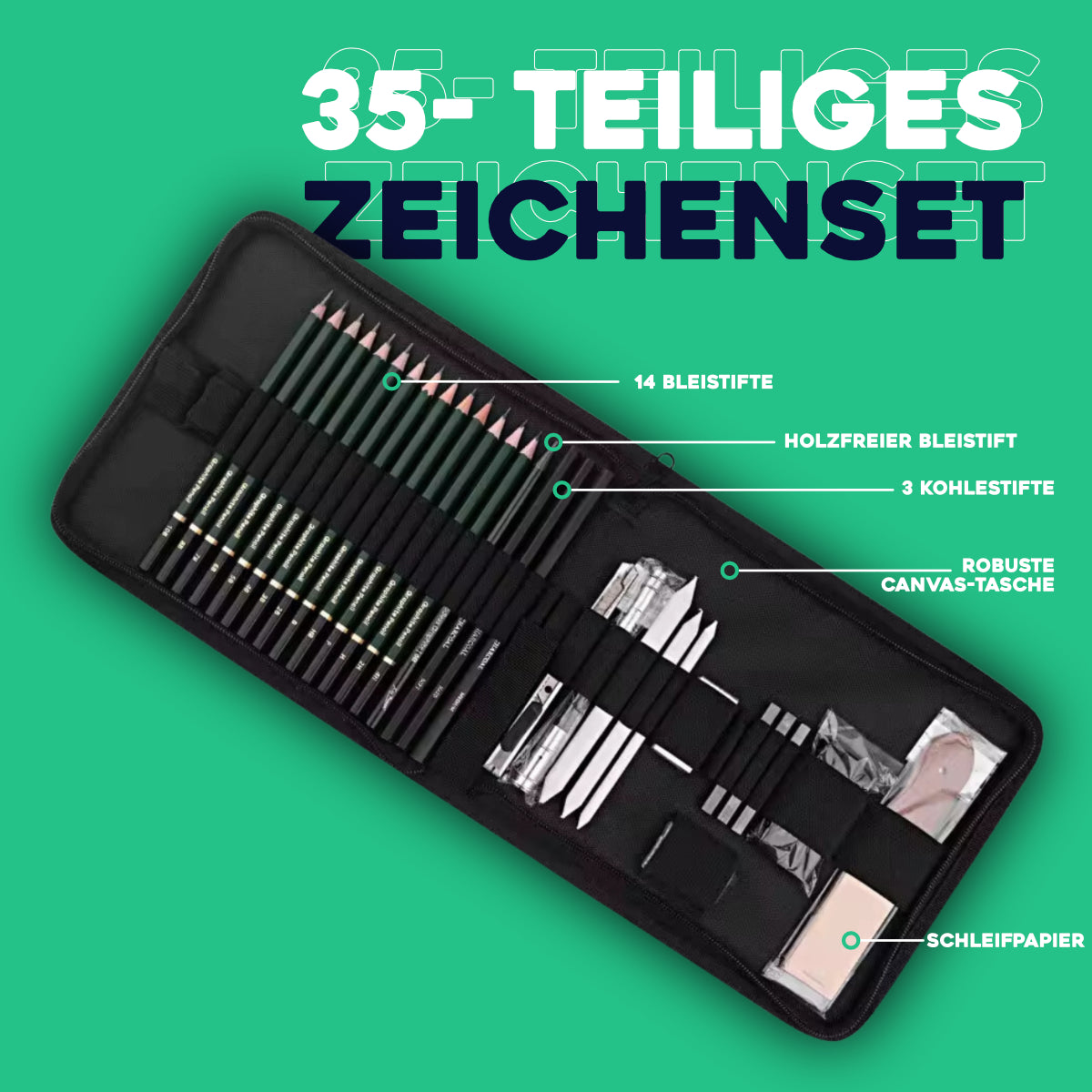 Zeichenset - 35-teiliges Skizzierset - ArtX
