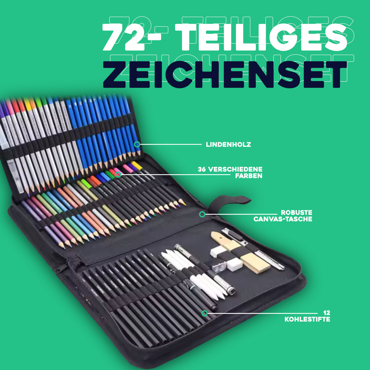 Zeichenset - 72-teiliges Skizzierset - ArtX