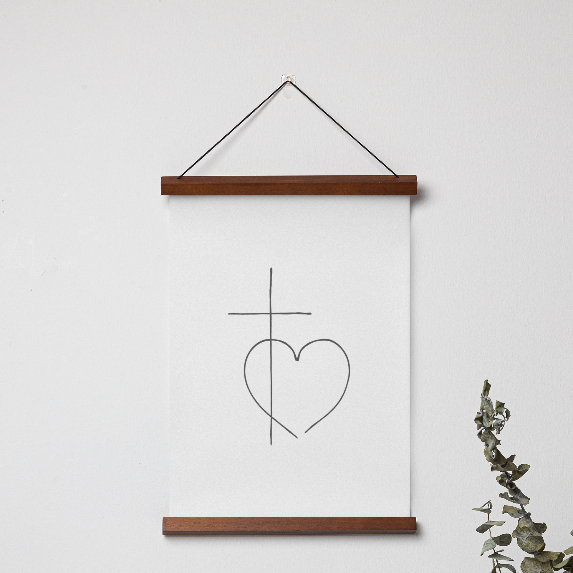 Christliches Poster Herz und Kreuz: Christliches Poster mit Symbolen von Herz und Kreuz