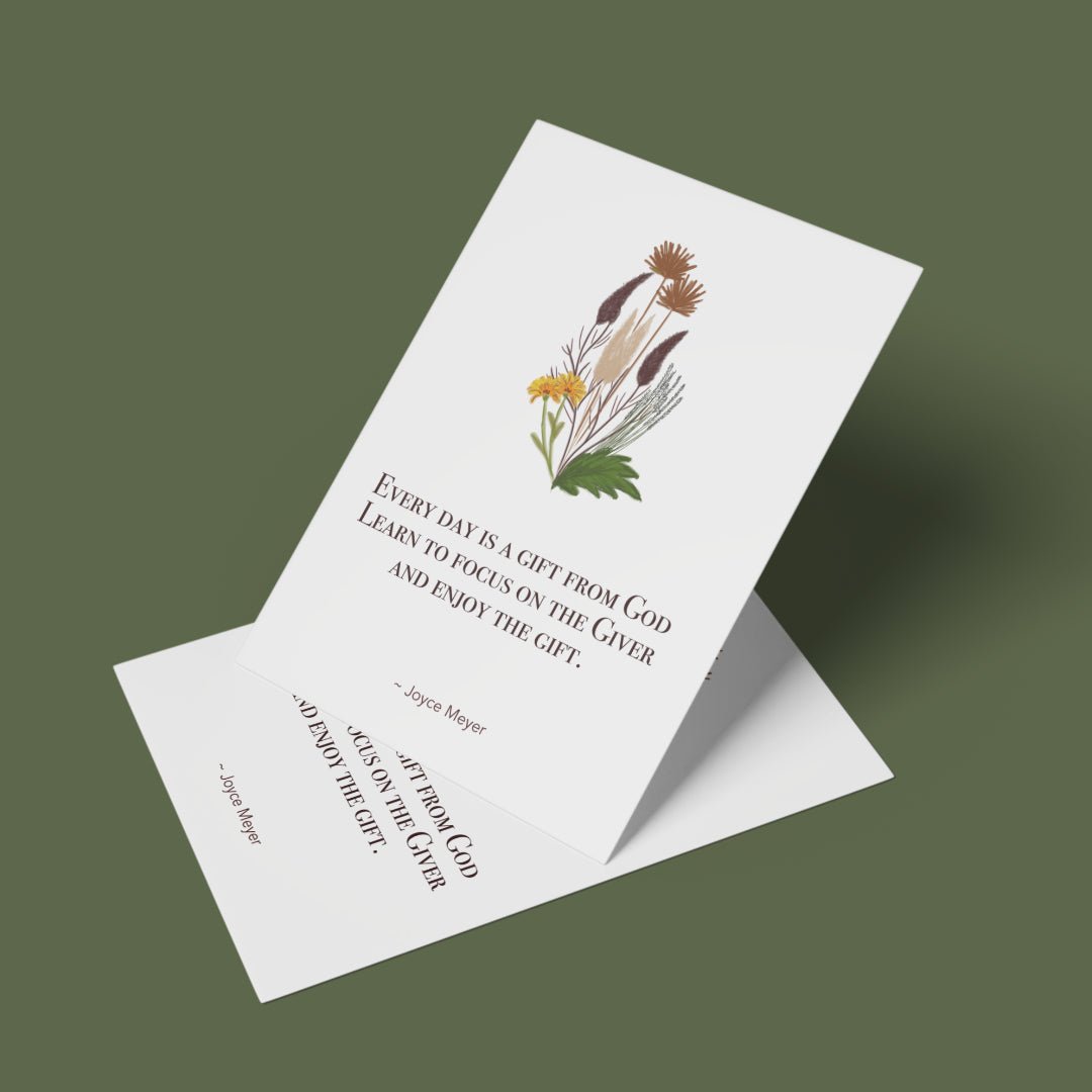 Inspirierende Zitat-Karte von Joyce Meyer - Jeder Tag ist ein Geschenk! - CalliGraphix