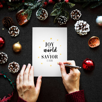 Weihnachtskarte: 'Joy to the World - A saviour is born' - CalliGraphix