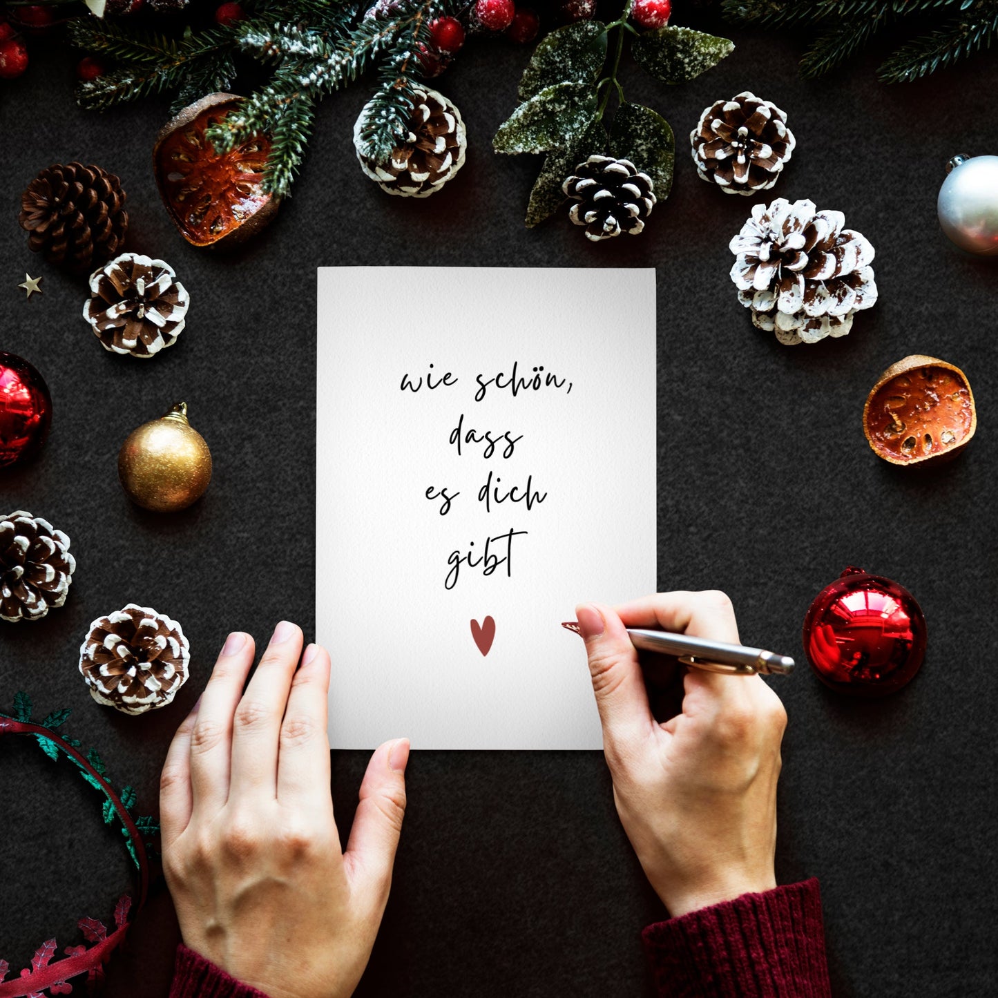 Weihnachtskarte: 'Wie schön, dass es dich gibt' - CalliGraphix